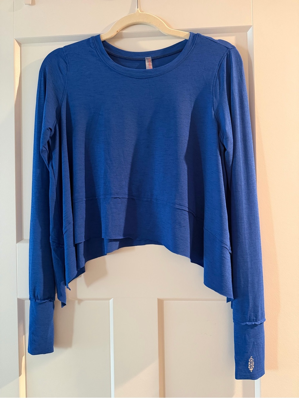 NWOT Free People Blue Long-Sleeve High-Low Top